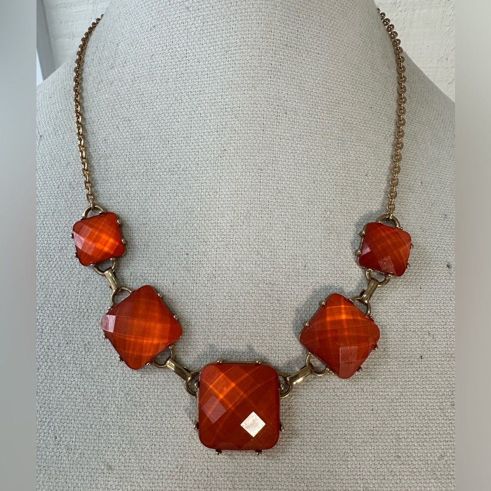 Orange faceted stone statement necklace